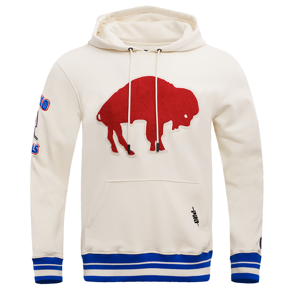 NFL Buffalo Bills Retro Classic Pullover Hoodie ((Eggshell/Red/Blue))