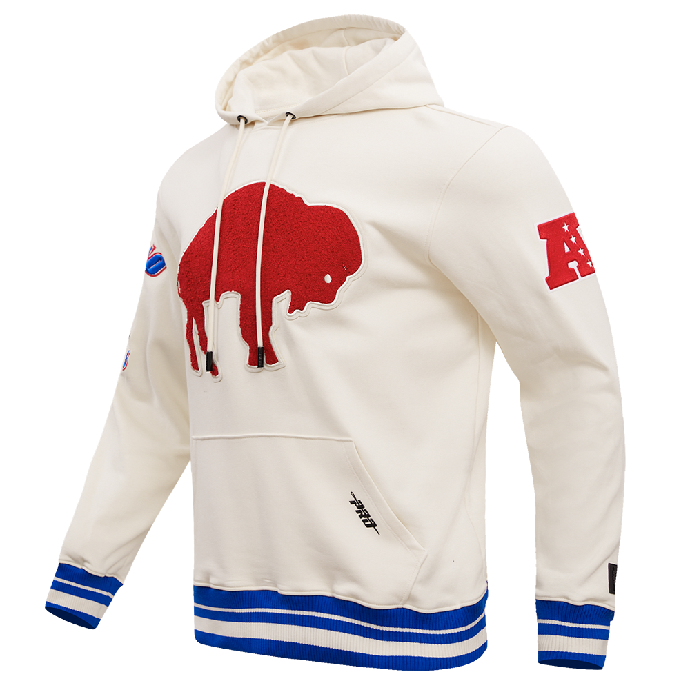 NFL Buffalo Bills Retro Classic Pullover Hoodie ((Eggshell/Red/Blue)) - Image 2