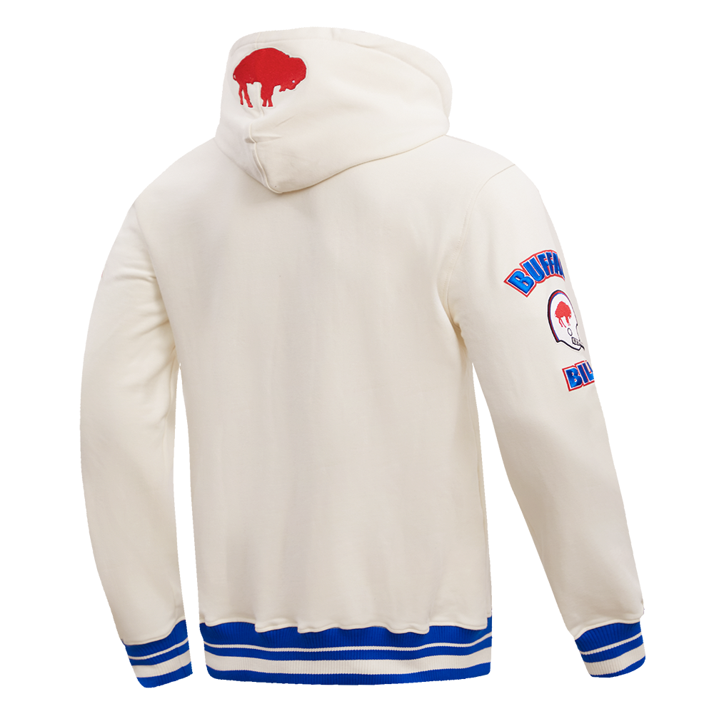 NFL Buffalo Bills Retro Classic Pullover Hoodie ((Eggshell/Red/Blue)) - Image 3