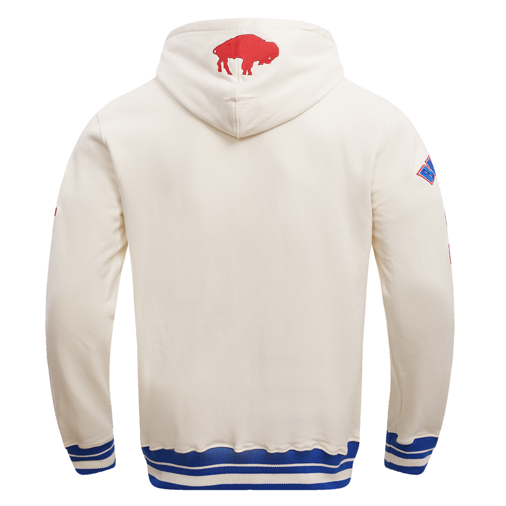 NFL Buffalo Bills Retro Classic Pullover Hoodie ((Eggshell/Red/Blue)) - Image 4