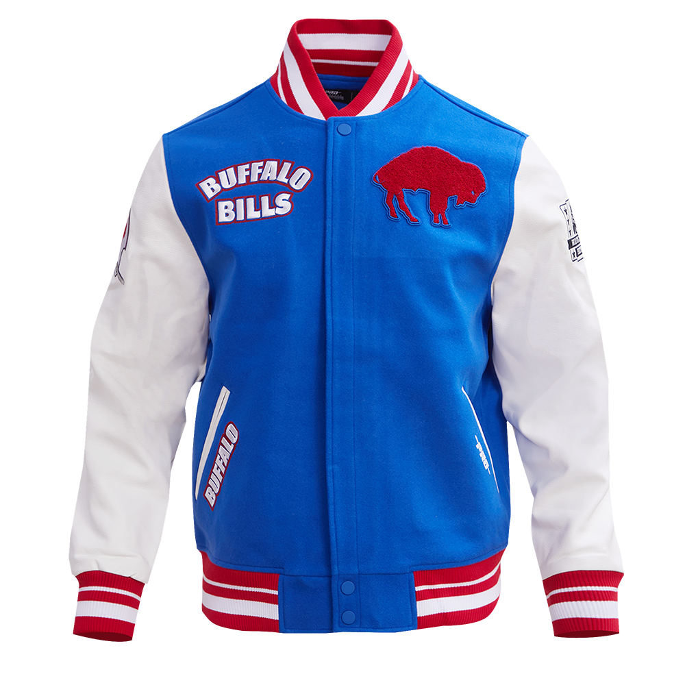 NFL Buffalo Bills Retro Classic Varsity Jacket ((Royal Blue/ Red))