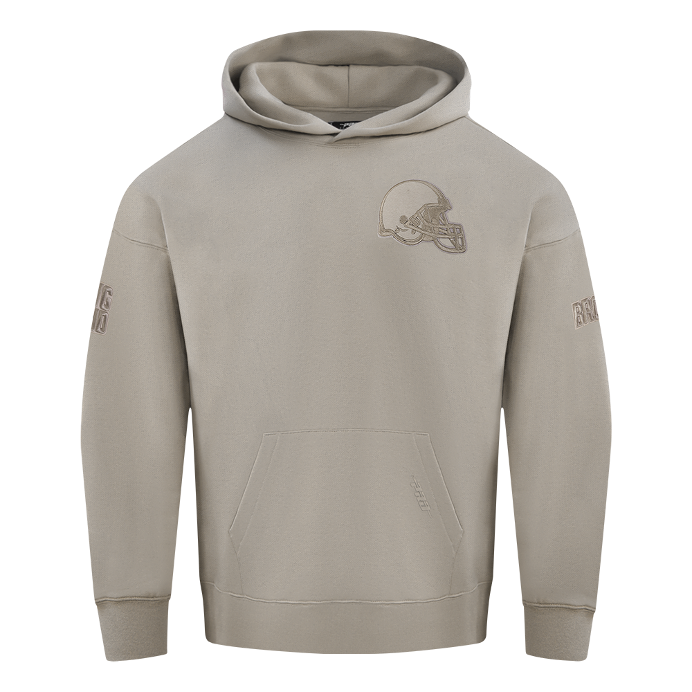 NFL Cleveland Browns Drop Shoulder Pullover Hoodies (Taupe)