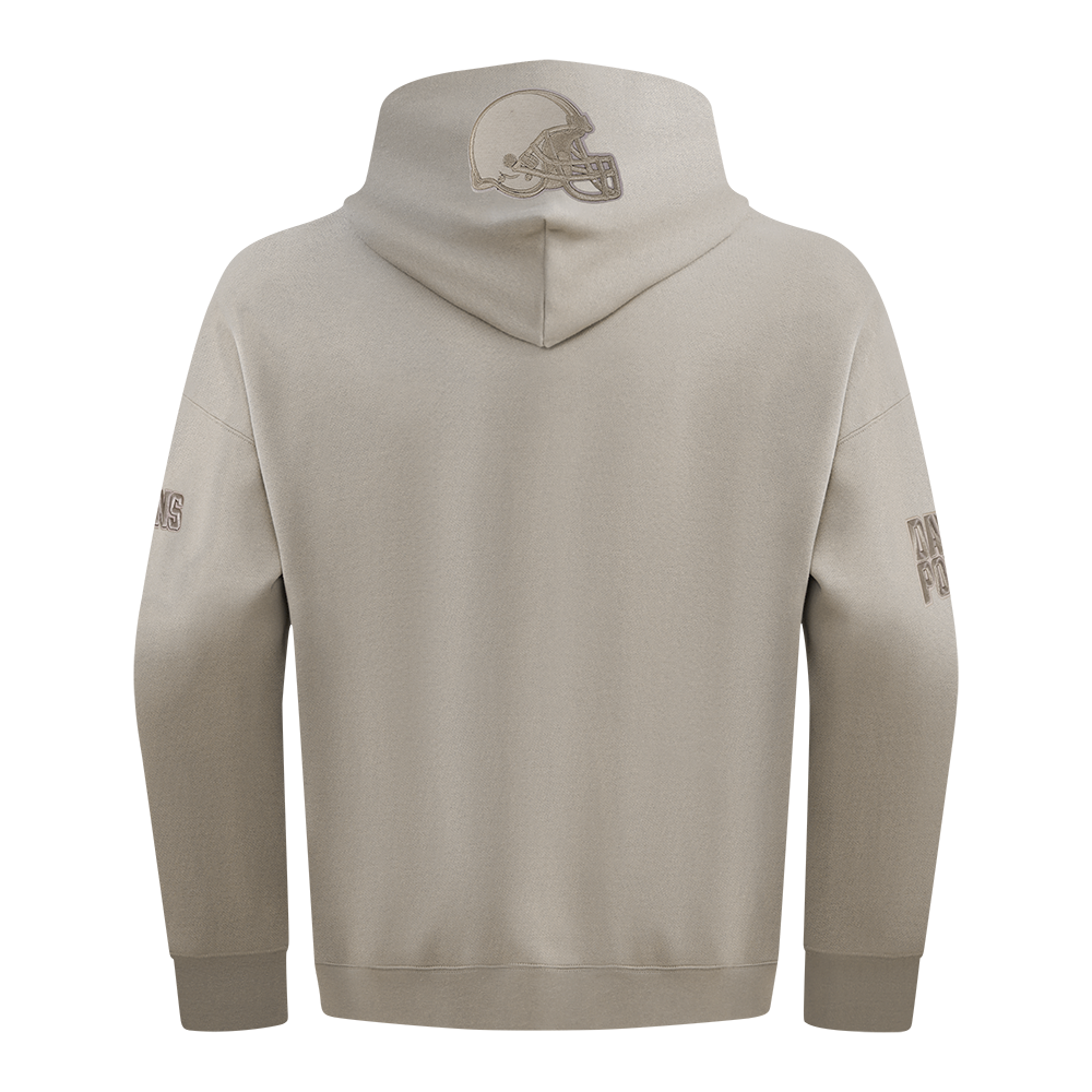 NFL Cleveland Browns Drop Shoulder Pullover Hoodies (Taupe) - Image 3