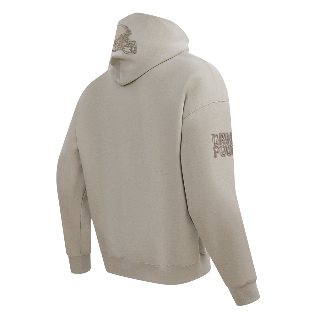 NFL Cleveland Browns Drop Shoulder Pullover Hoodies (Taupe) - Image 4