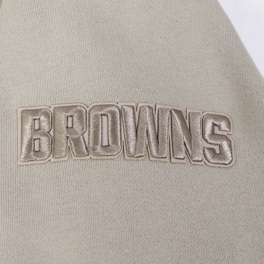 NFL Cleveland Browns Drop Shoulder Pullover Hoodies (Taupe) - Image 7
