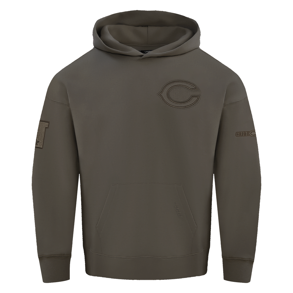 NFL Chicago Bears Drop Shoulder Pullover Hoodies (Dark Taupe)