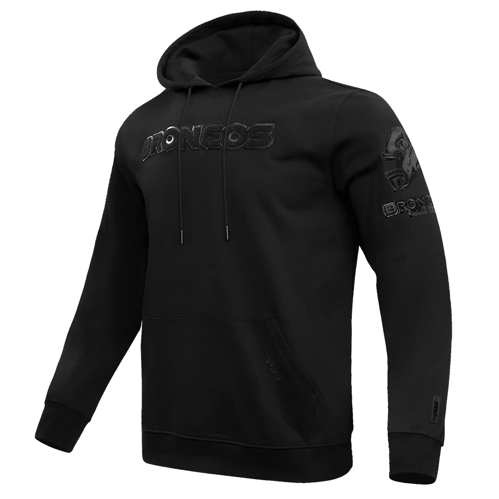 NFL Denver Broncos Triple Black Pullover Hoodie (Triple Black) - Image 2