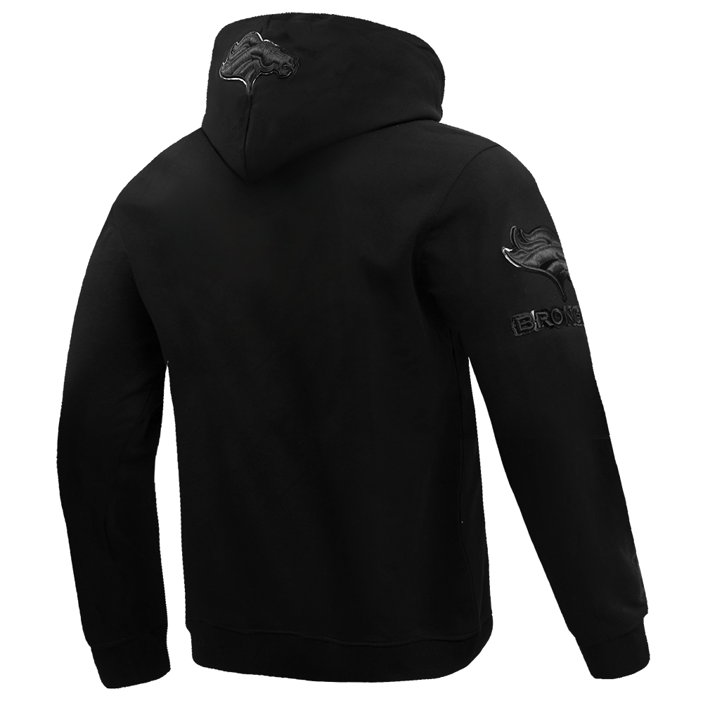 NFL Denver Broncos Triple Black Pullover Hoodie (Triple Black) - Image 3