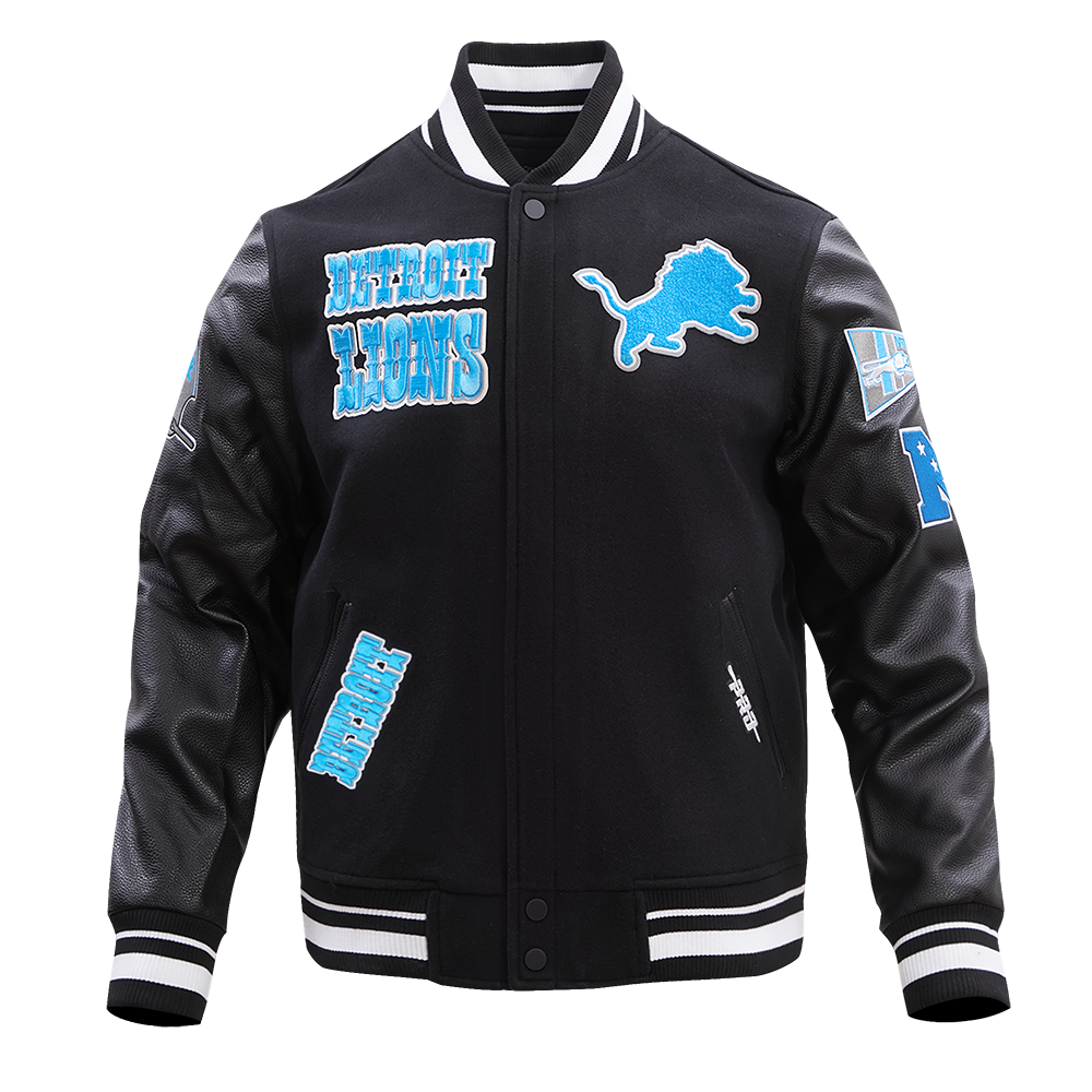 NFL Detroit Lions Retro Classic Varsity Jacket (Black) Main image
