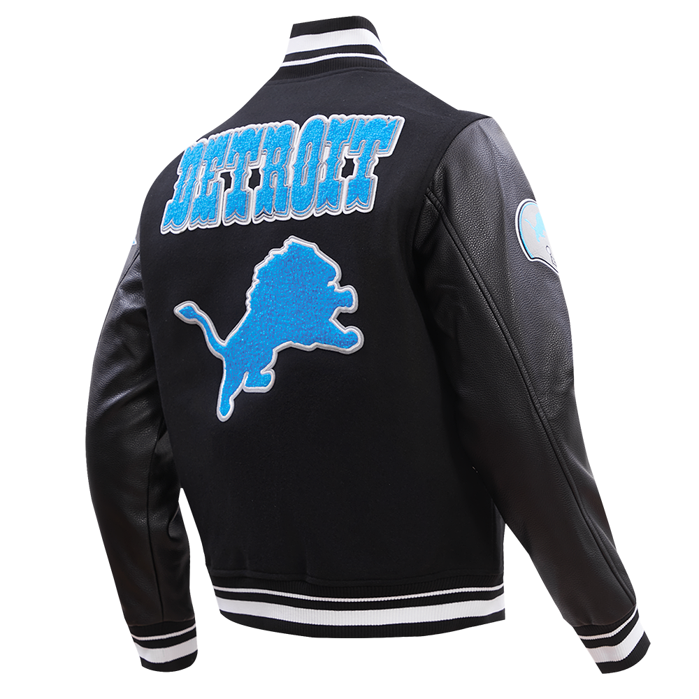 NFL Detroit Lions Retro Classic Varsity Jacket (Black) - Image 3
