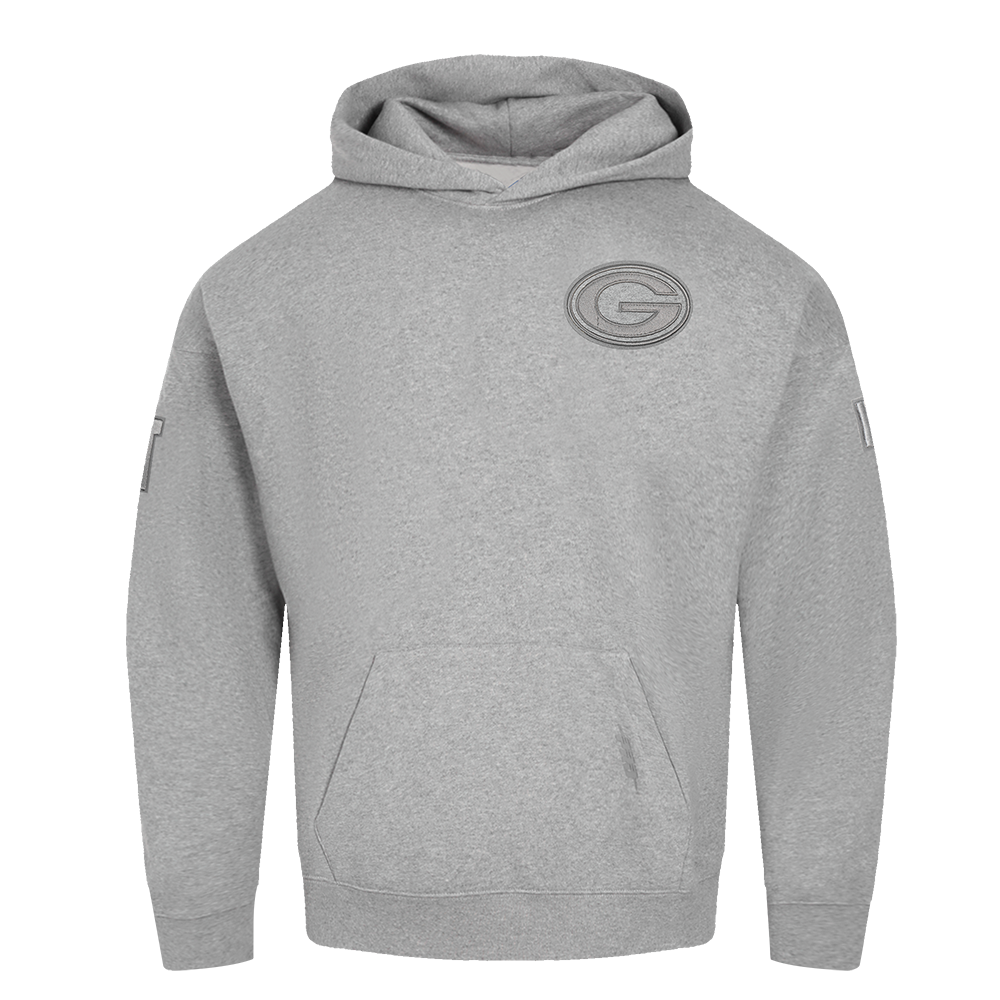 NFL Green Bay Packers Drop Shoulder Pullover Hoodies (Dark Heather Grey)