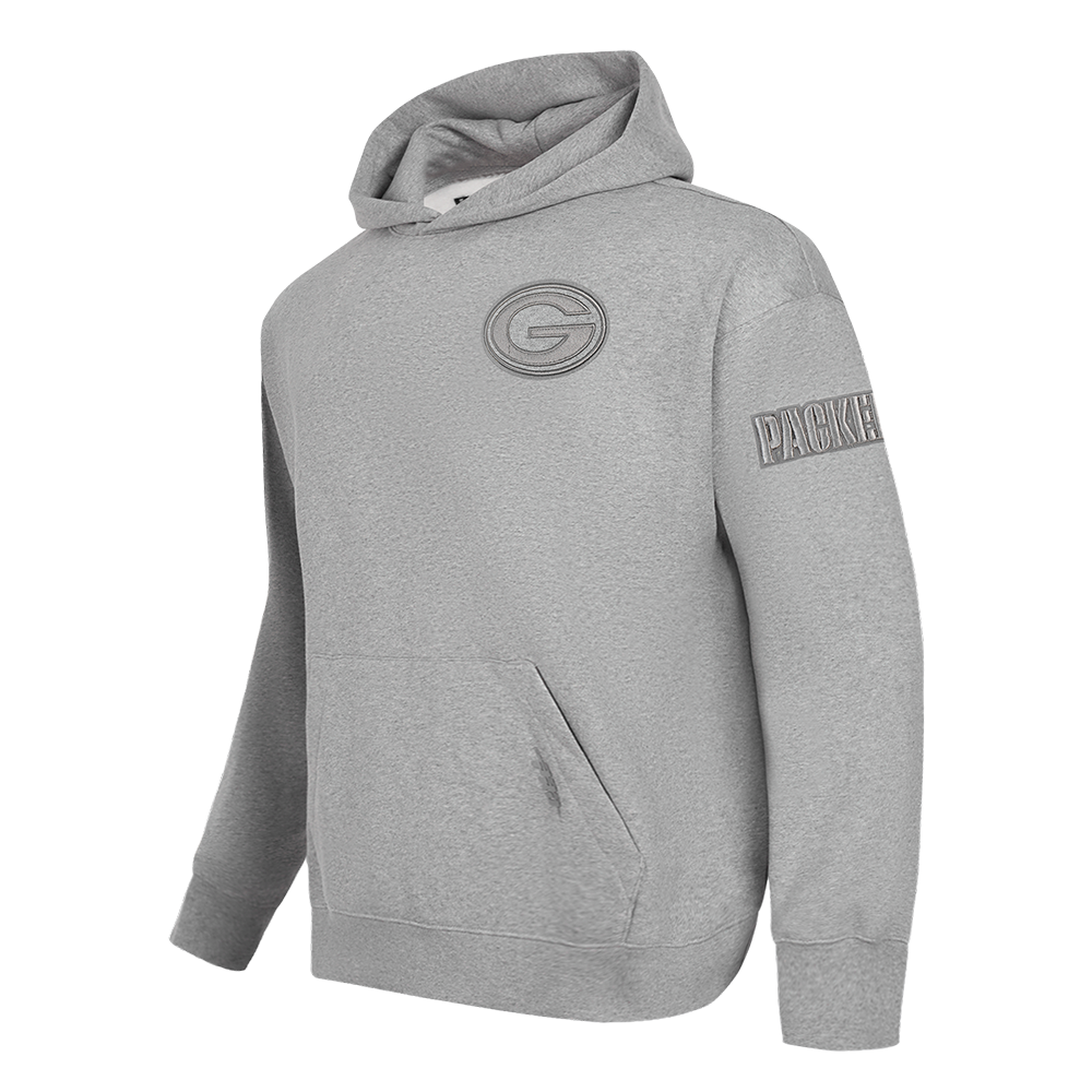 NFL Green Bay Packers Drop Shoulder Pullover Hoodies (Dark Heather Grey) - Image 2