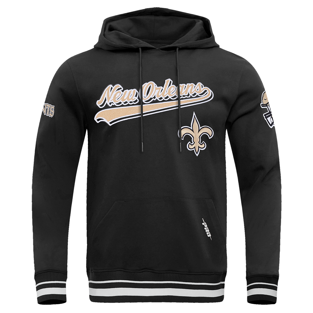 NFL New Orleans Saints Script Tail Pullover Hoodie (Black) Main image