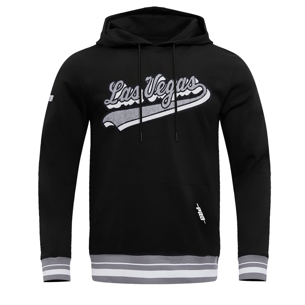 NFL Las Vegas Raiders Script Tail Pullover Hoodie ((Black/Grey))