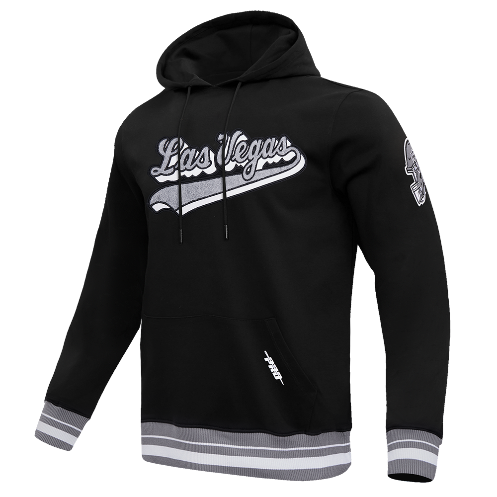 NFL Las Vegas Raiders Script Tail Pullover Hoodie ((Black/Grey)) - Image 2
