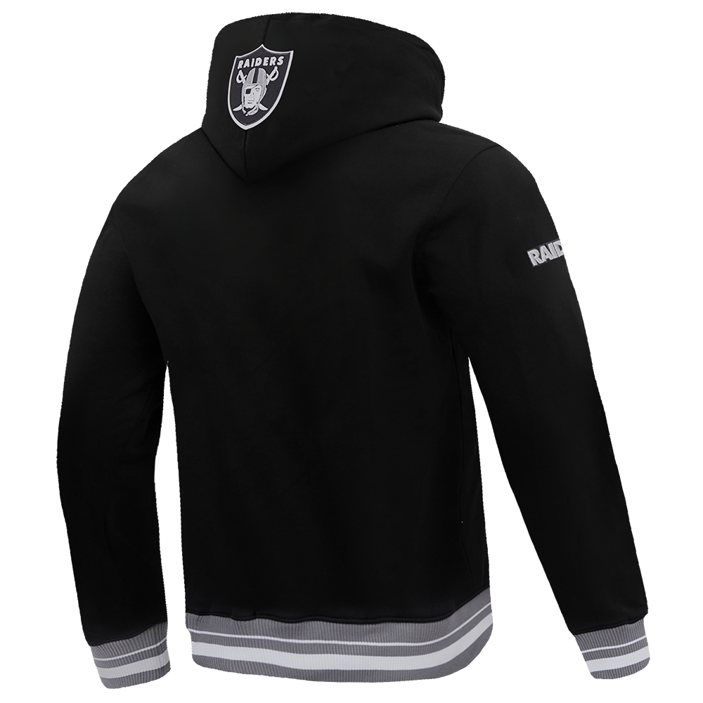 NFL Las Vegas Raiders Script Tail Pullover Hoodie ((Black/Grey)) - Image 3