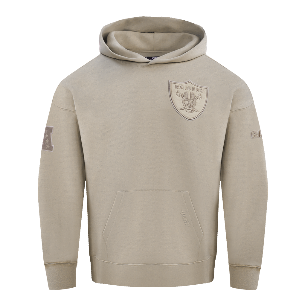 NFL Las Vegas Raiders Drop Shoulder Pullover Hoodies (Taupe)