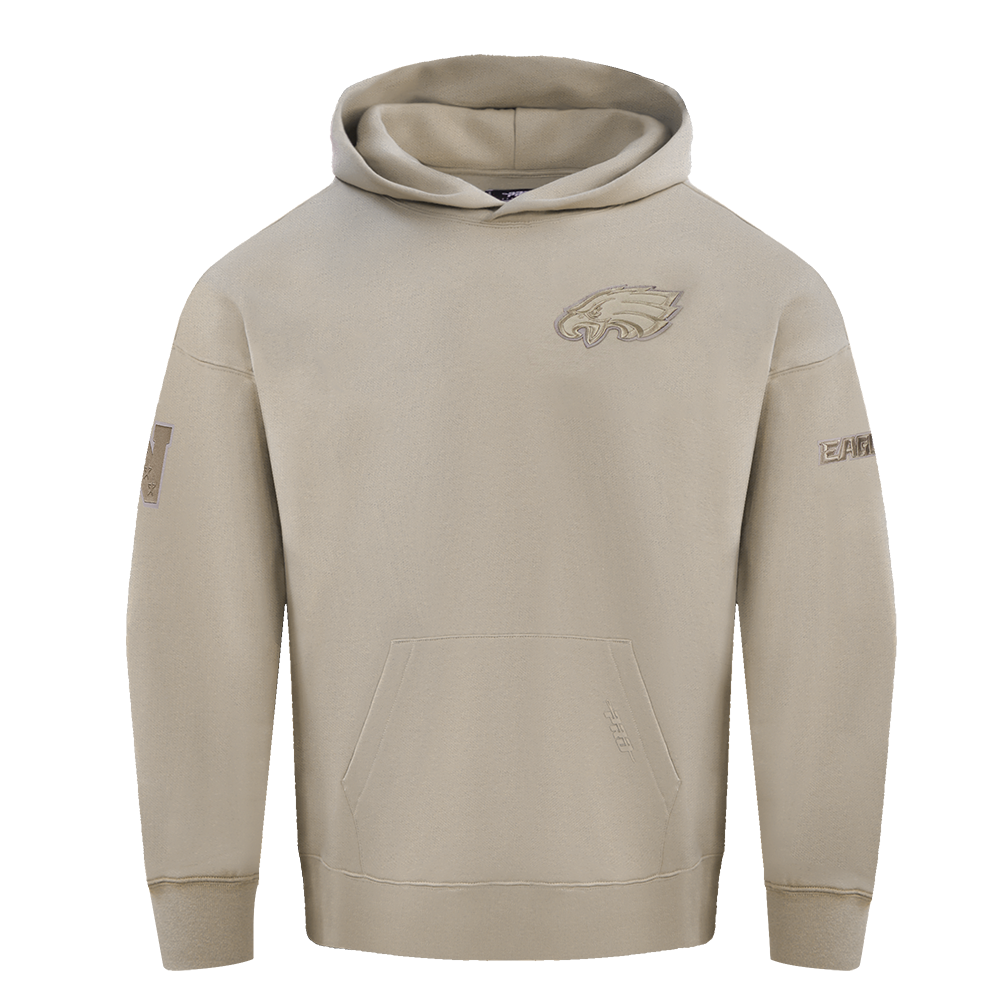 NFL Philadelphia Eagles Drop Shoulder Pullover Hoodie (Taupe)