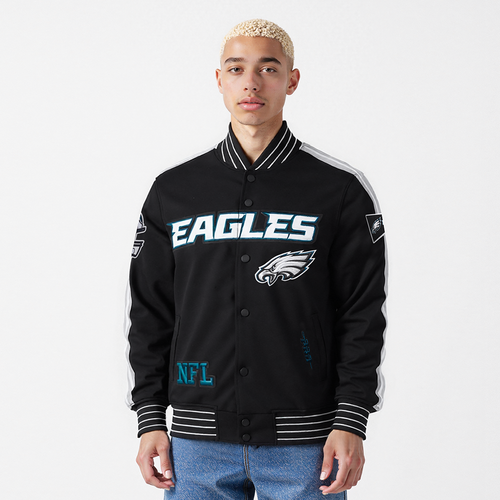 NFL Philadelphia Eagles Double Knit Jacket ((Black /Sliver /White NFL Philadelphia Eagles Double Knit Jacket ((Black /Sliver /White