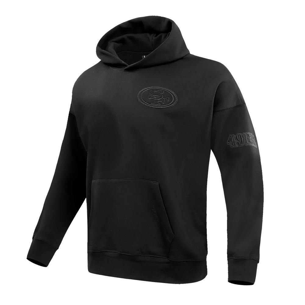 NFL San Francisco 49ers Drop Shoulder Pullover Hoodie (Black) - Image 2