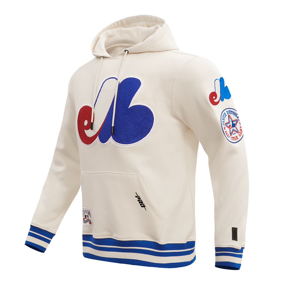 MLB Montreal Expos Pullover Hoodie ((Eggshell/Red/Royal Blue)) - Image 2